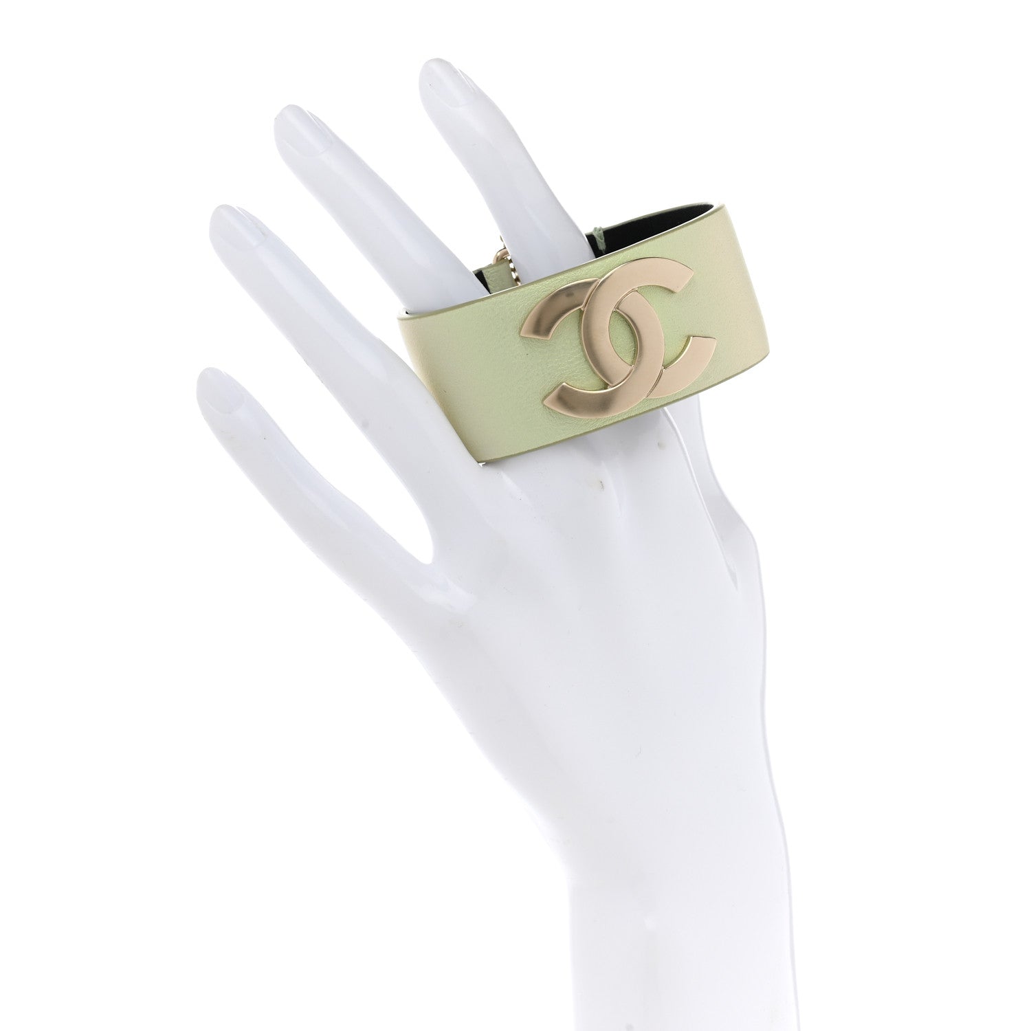 Chanel Calfskin CC Cuff S Green Gold 3 of 5