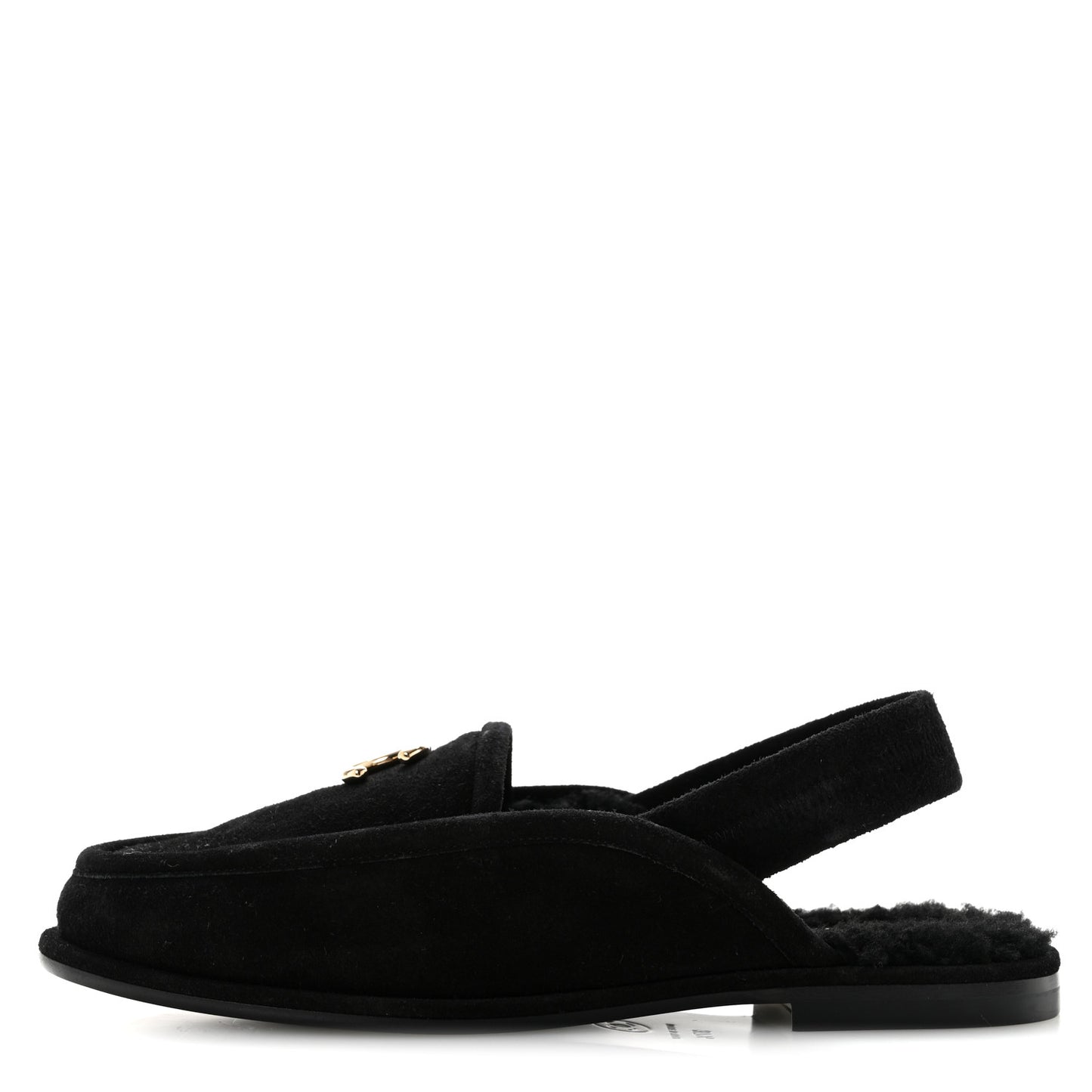 Suede Calfskin CC Slingback Loafers 37.5 Black
