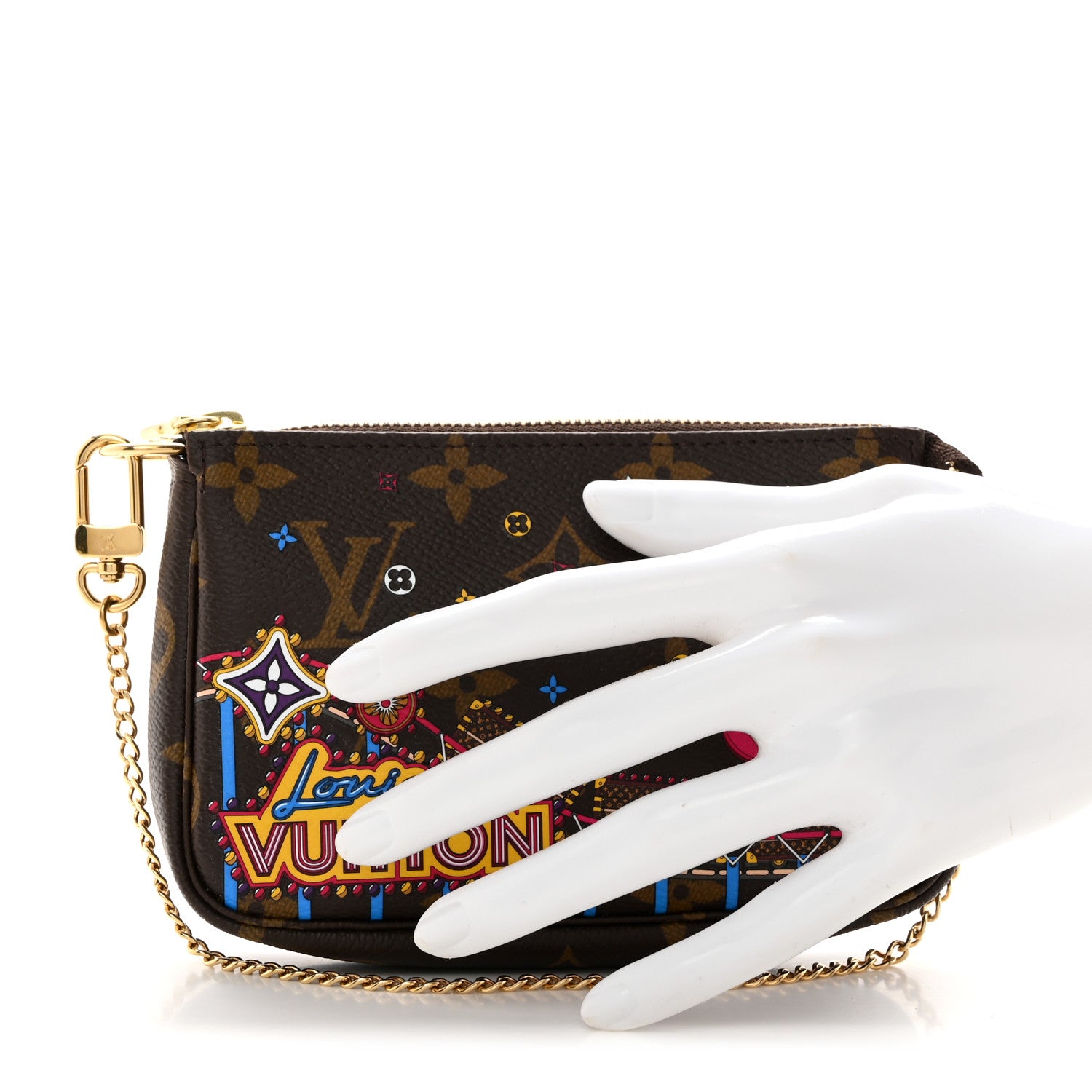 Louis Vuitton Monogram 2020 Christmas Animation Roller Coaster Mini Pochette Accessories Pivoine 2 of 9