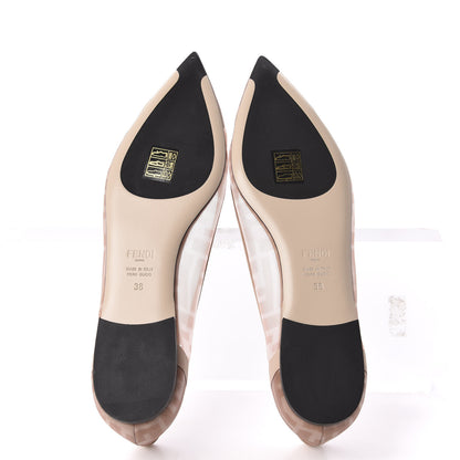 Fendi Technical Mesh Vitello FF Colibri Ballerina Flats 38 Rose Nude 5 of 9
