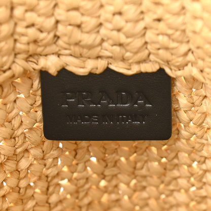 Prada Yarn Raffia Effect Crochet Embroidered Small Logo Tote Naturale 6 of 9