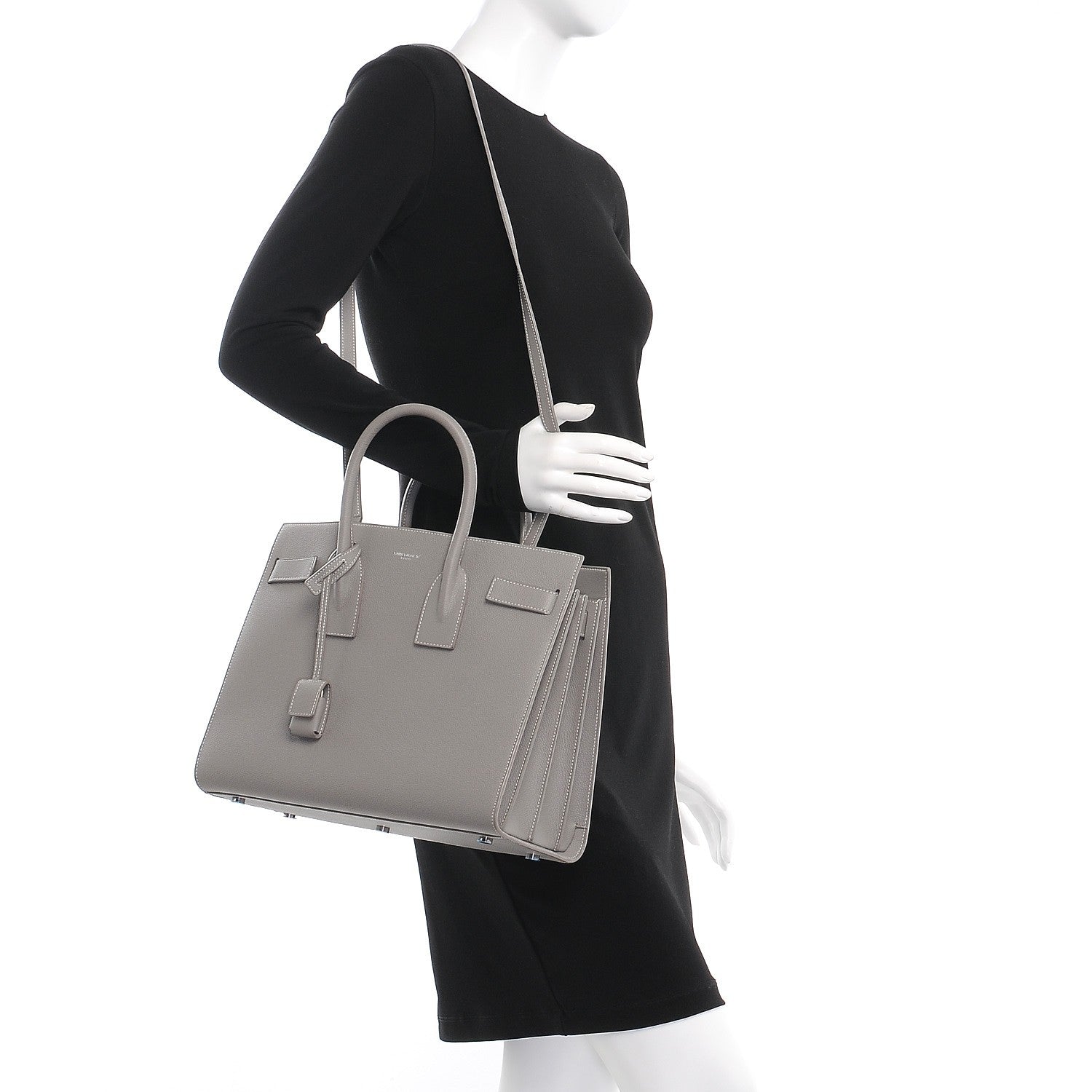 Saint Laurent Grained Calfskin Small Sac De Jour Pearl Grey 2 of 8