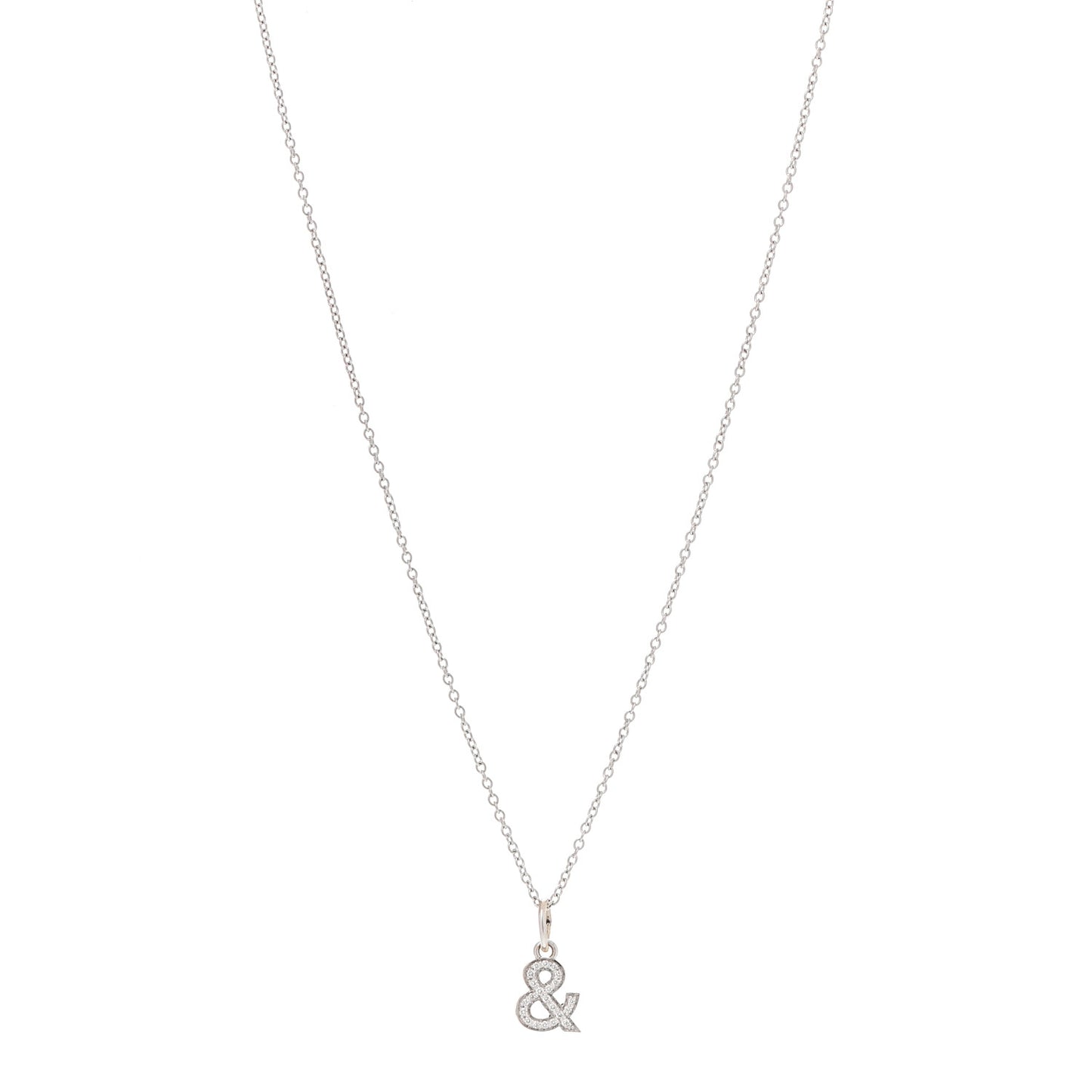 18K White Gold Diamond Small Ampersand Pendant Necklace
