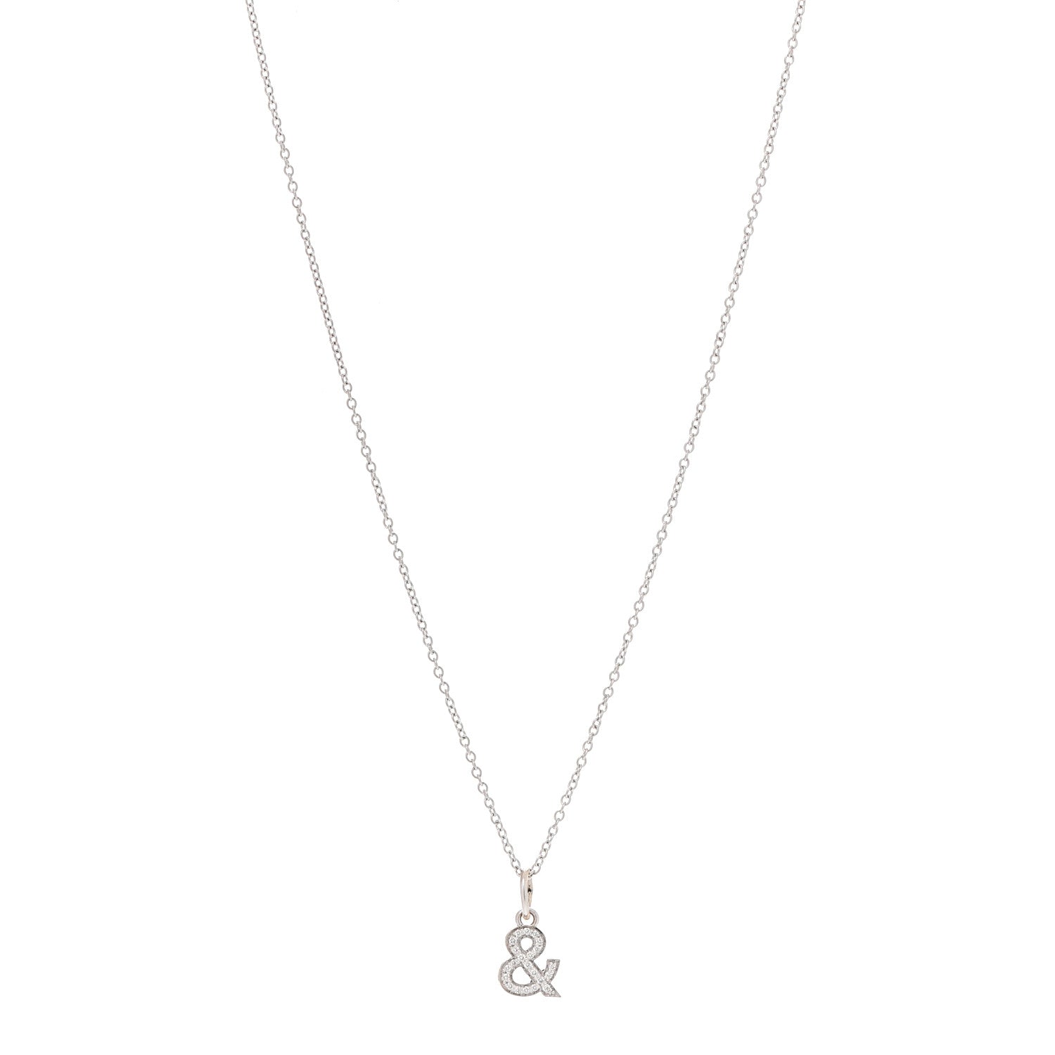 Tiffany 18K White Gold Diamond Small Ampersand Pendant Necklace 1 of 7