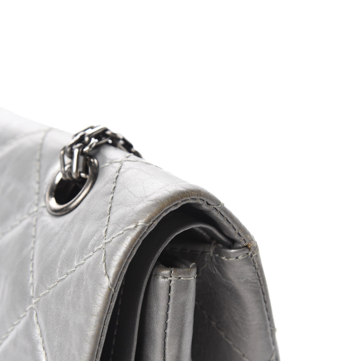 Chanel Metallic Aged Calfskin Quilted 2.55 Reissue 227 Flap Argent Fonce 22 of 23