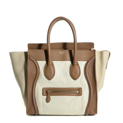 Celine Smooth Calfskin Shrunken Lambskin Mini Tri-Color Luggage Chalk 1 of 8