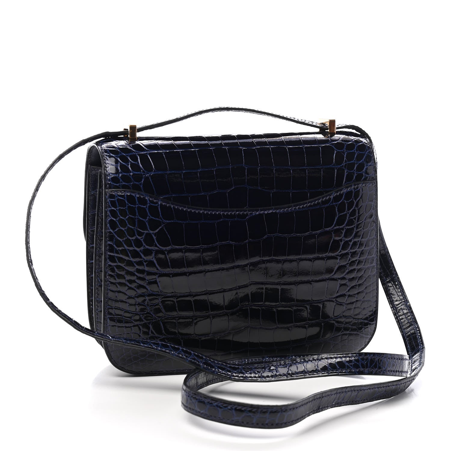 Hermes Shiny Alligator Constance 18 Bleu Saphir 3 of 9