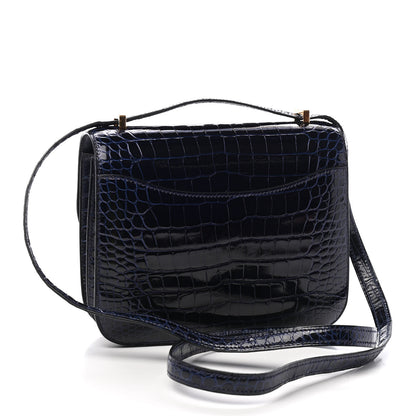 Hermes Shiny Alligator Constance 18 Bleu Saphir 3 of 9