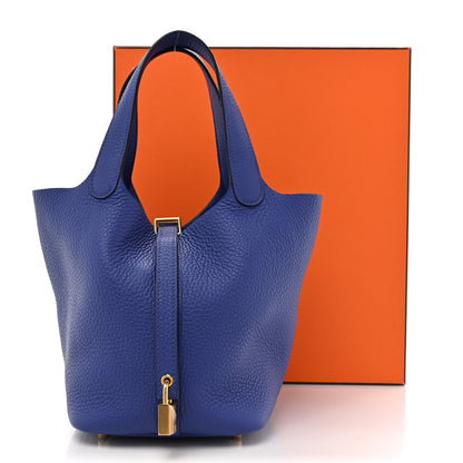 Hermes Taurillon Clemence Picotin Lock 18 PM Bleu Electrique 11 of 11