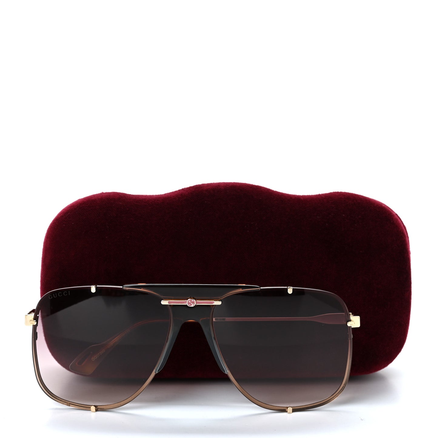 Metal Square Frame Sunglasses GG0739S Brown