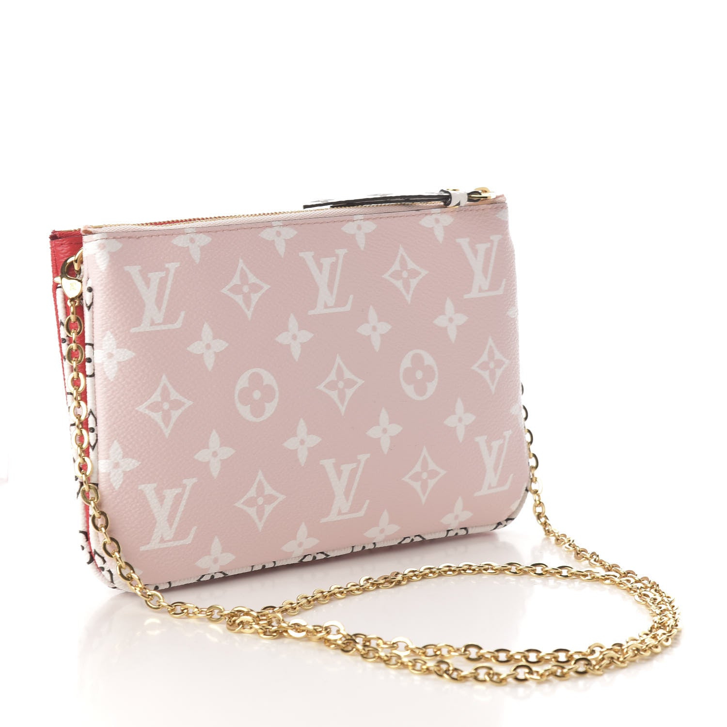 Louis Vuitton Monogram Giant Double Zip Pochette Rouge 3 of 11