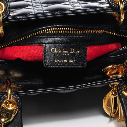 Christian Dior Lambskin Cannage Medium Lady Dior Black 5 of 8