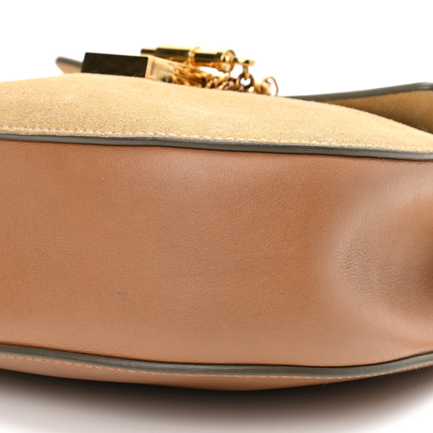 Chloe Suede Smooth Calfskin Drew Shoulder Bag Milky Coffee 9 of 12