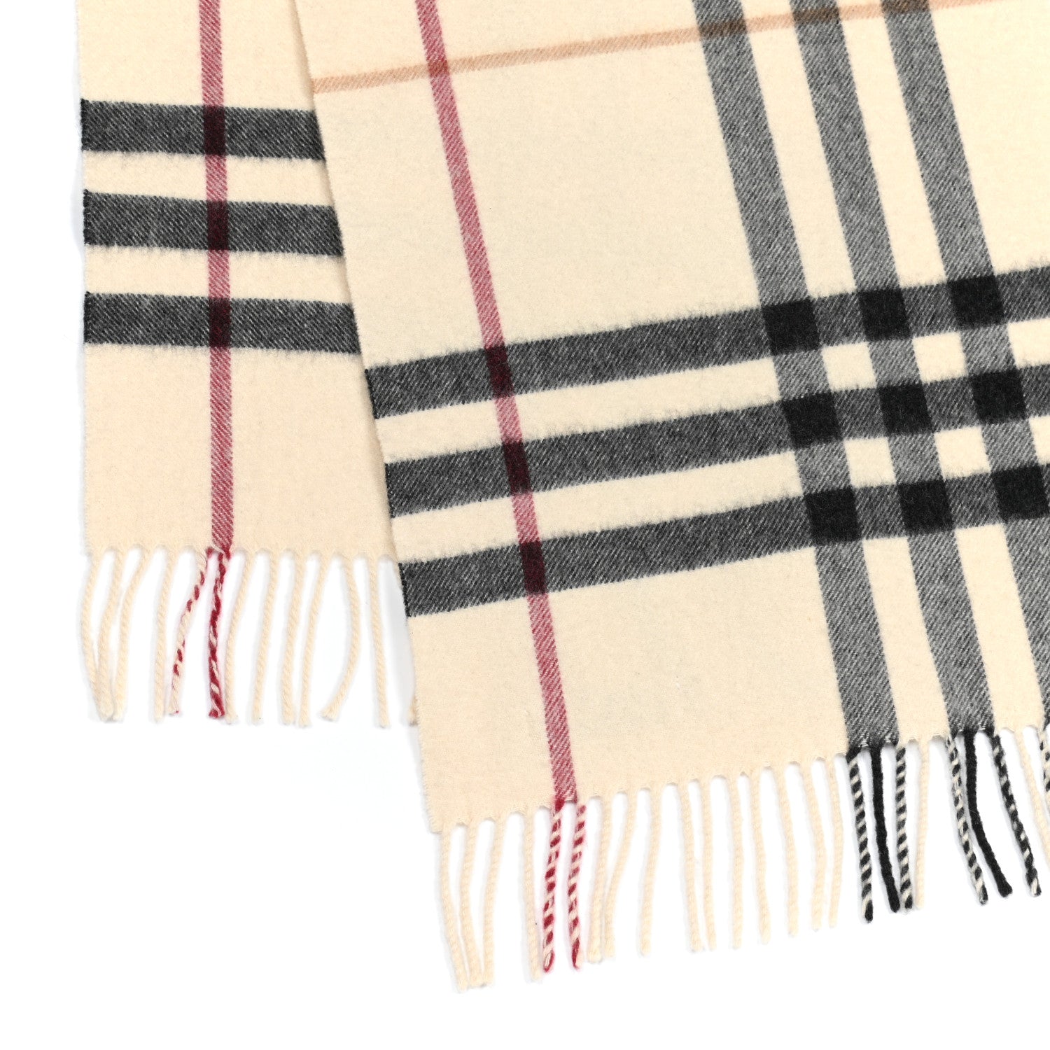 Burberry Cashmere Giant Check Fringe Scarf Stone 3 of 4