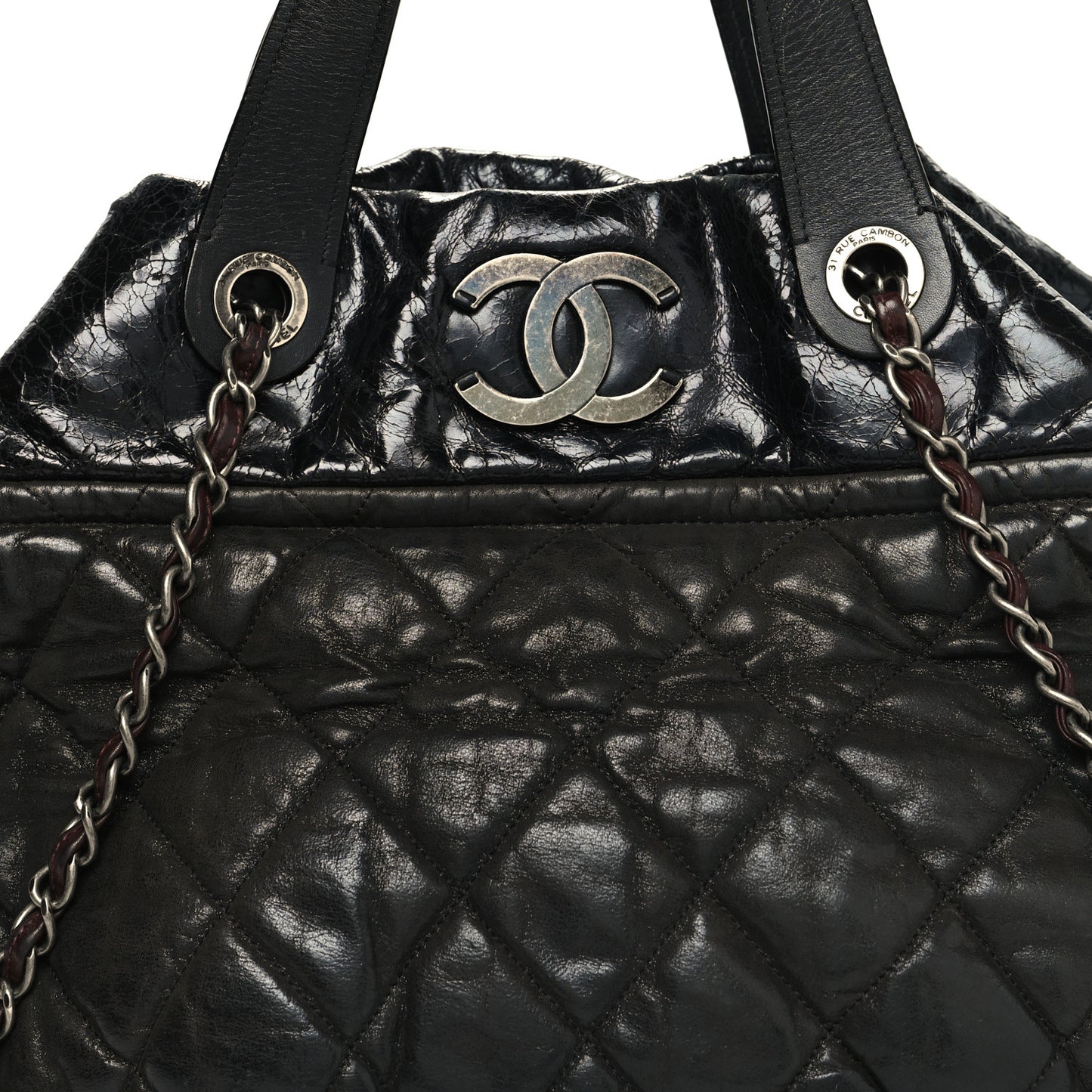 Iridescent Calfskin Small In The Mix Tote Black