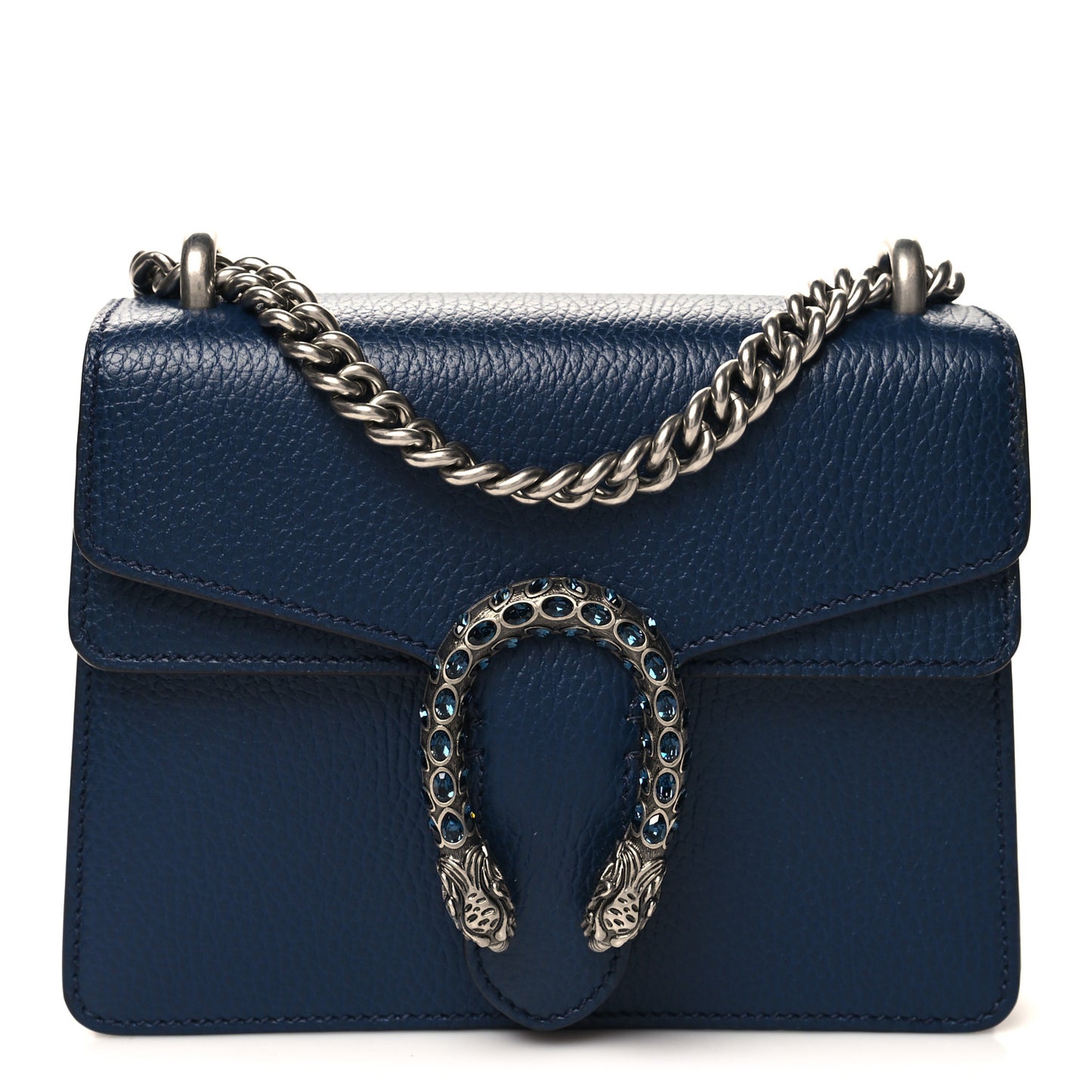 Dollar Calfskin Crystal Mini Dionysus Shoulder Bag Blue Agata Montana Sapphire