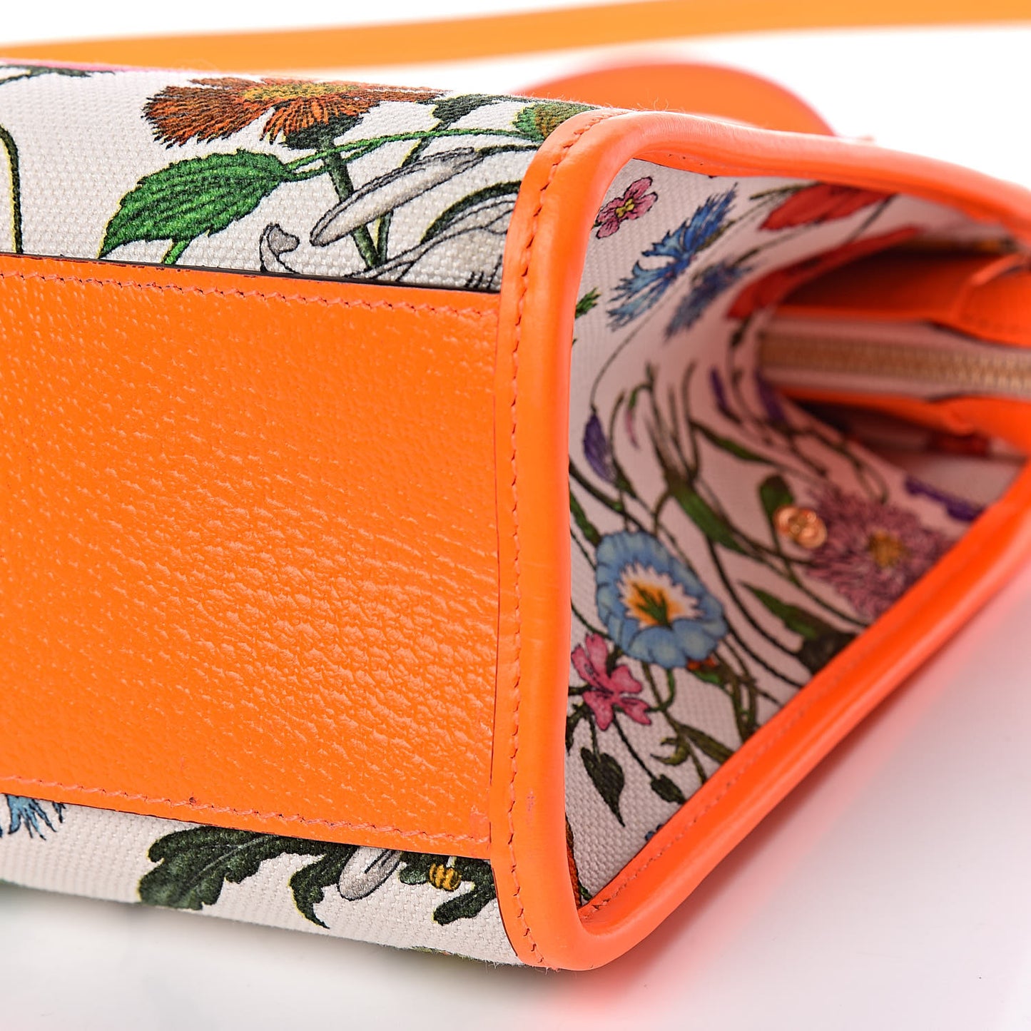 Canvas Medium Flora Tote White Multicolor Orange Fluo