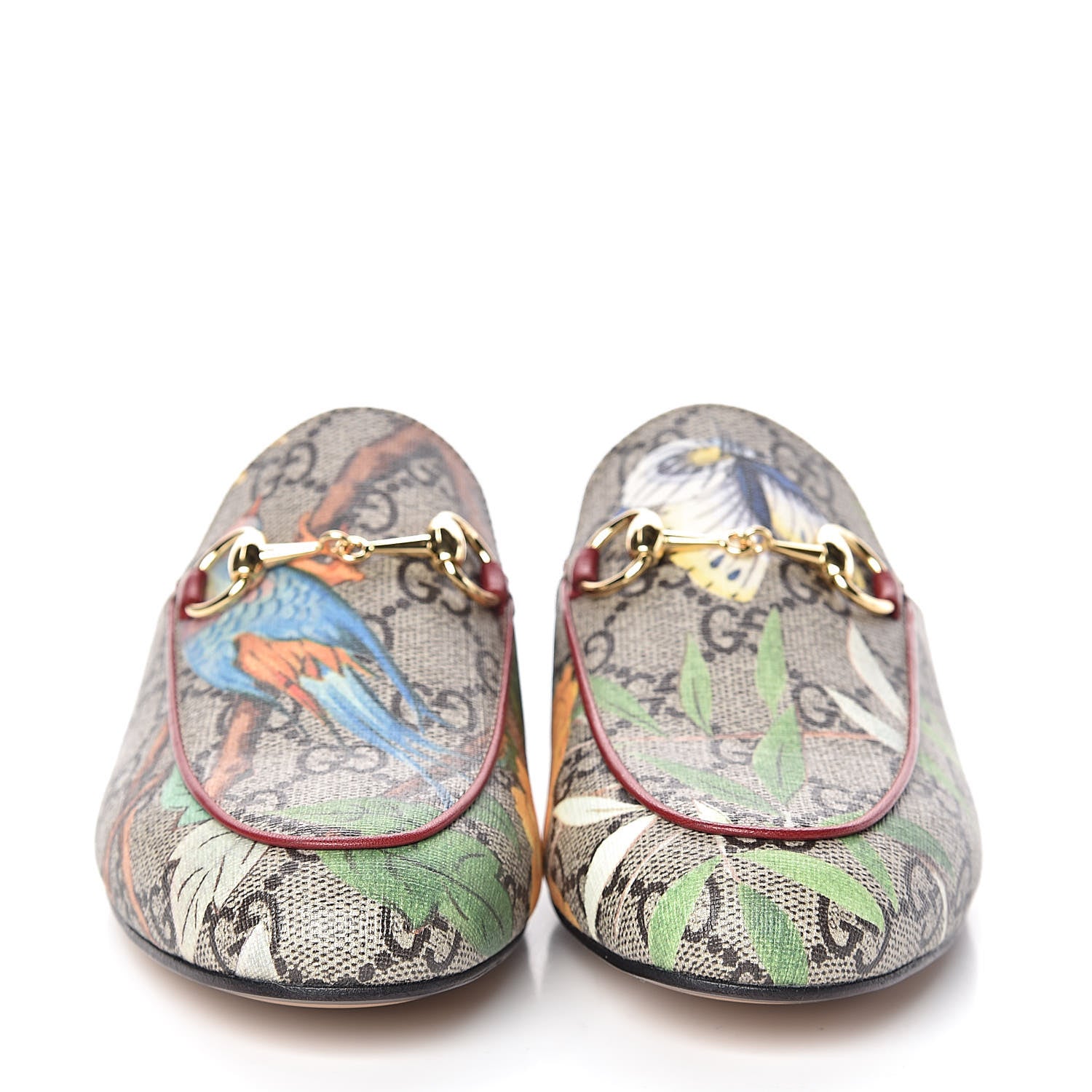 Gucci GG Supreme Monogram Tian Womens Princetown Slippers 34 Beige Ebony Multicolor 2 of 9