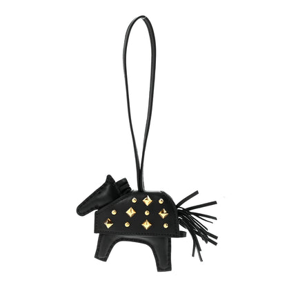 Hermes Milo Lambskin Studded Grigri Rodeo Robeo Rock Horse Bag Charm PM Black 1 of 5