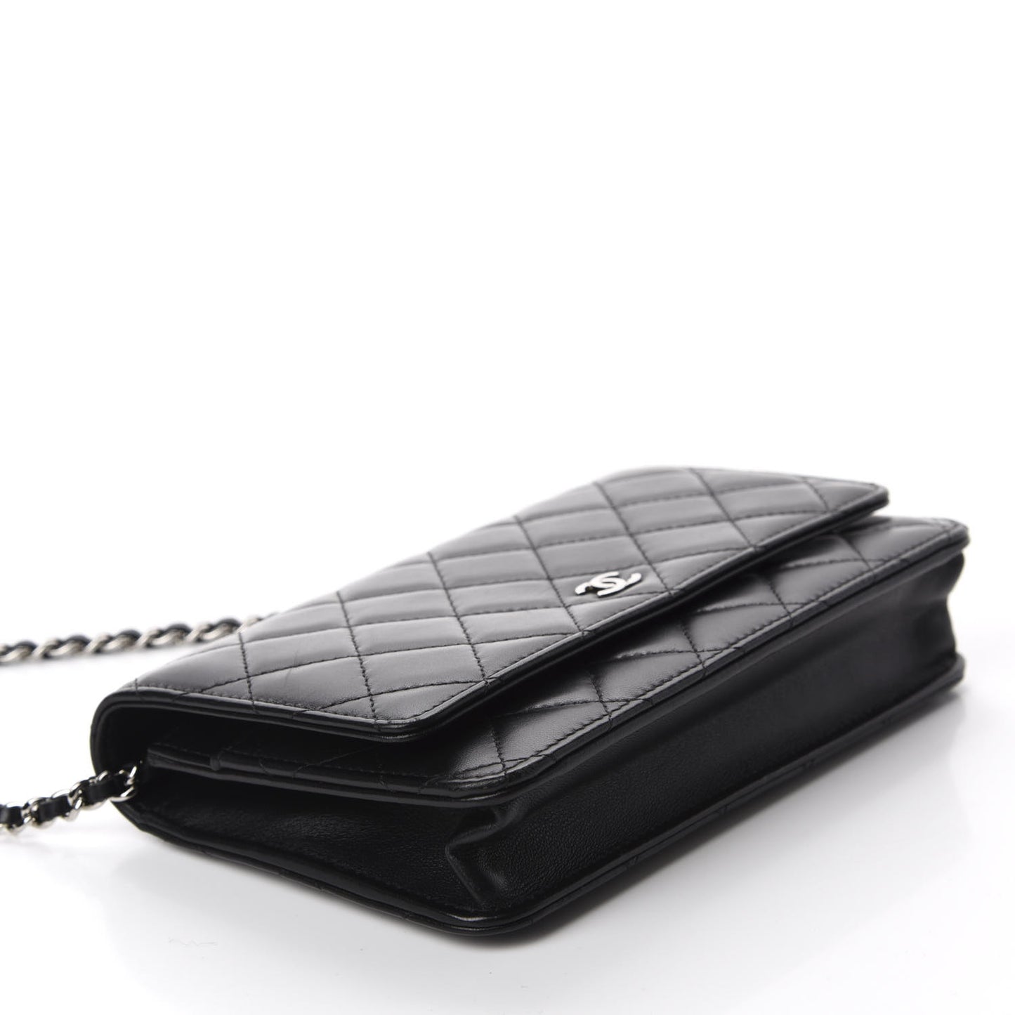 Lambskin Quilted Wallet On Chain WOC Black