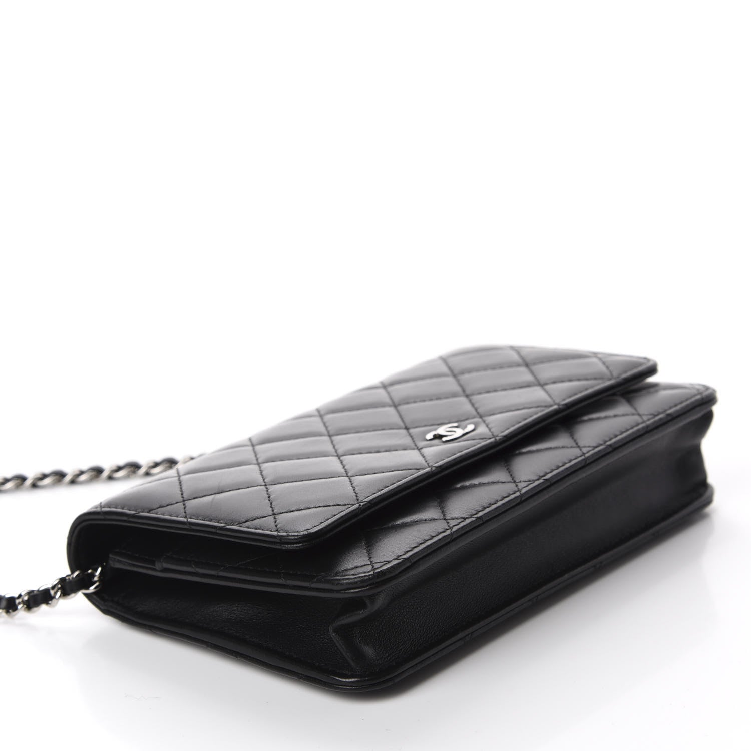 Chanel Lambskin Quilted Wallet On Chain WOC Black 4 of 14