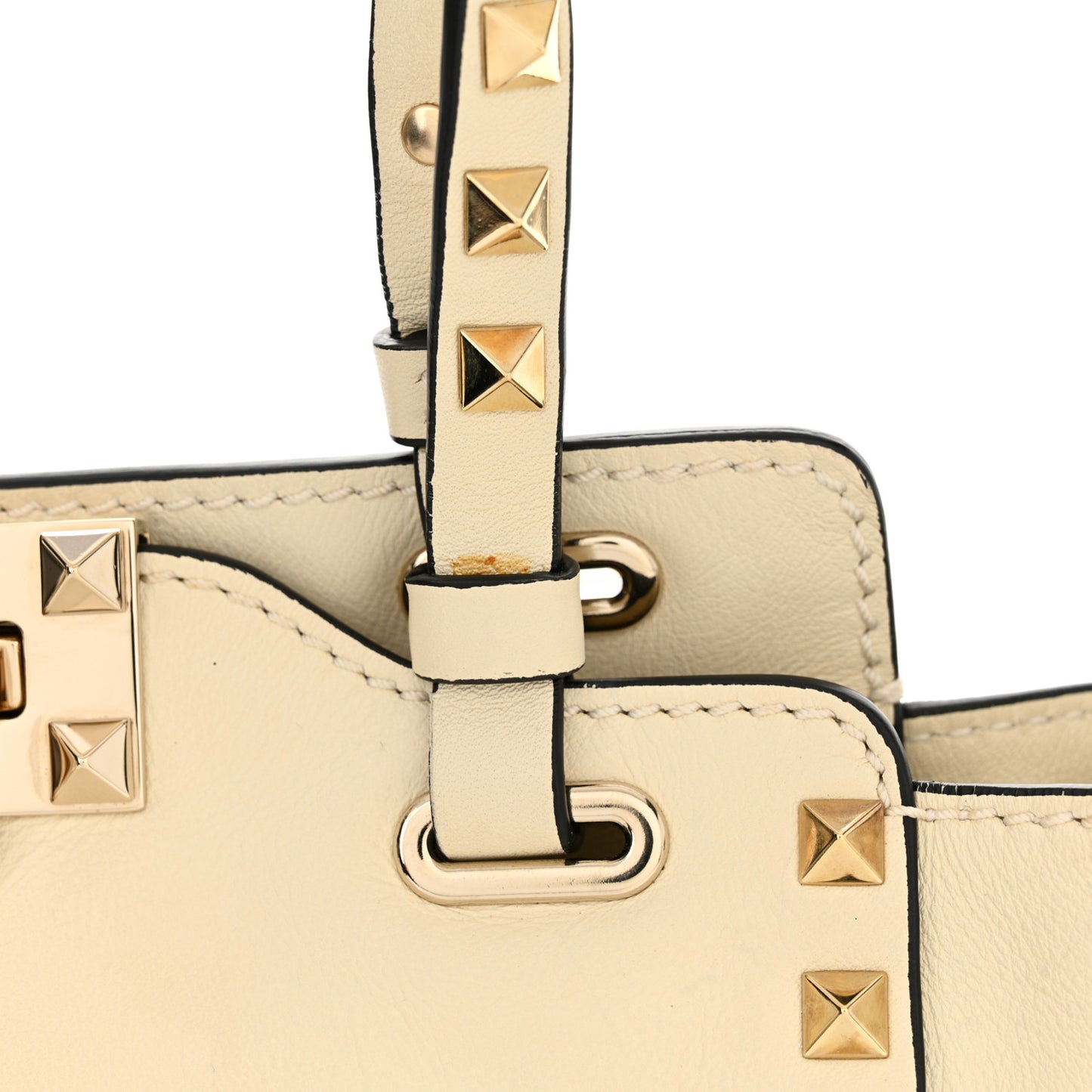 Vitello Mini Rockstud Tote Ivory