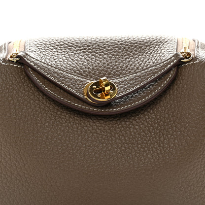 Hermes Taurillon Clemence Mini Lindy 20 Etoupe 8 of 10