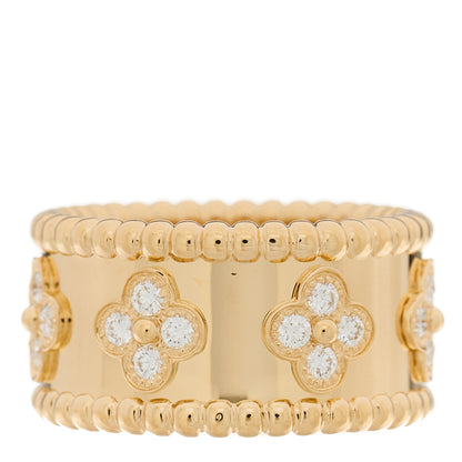 Van Cleef & Arpels 18K Yellow Gold Diamond Perlee Clovers Ring 51 5.75 3 of 4