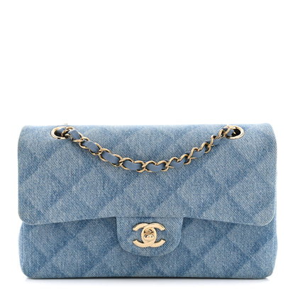 Chanel Printed Denim Quilted Small Double Flap Light Blue 1 of 10