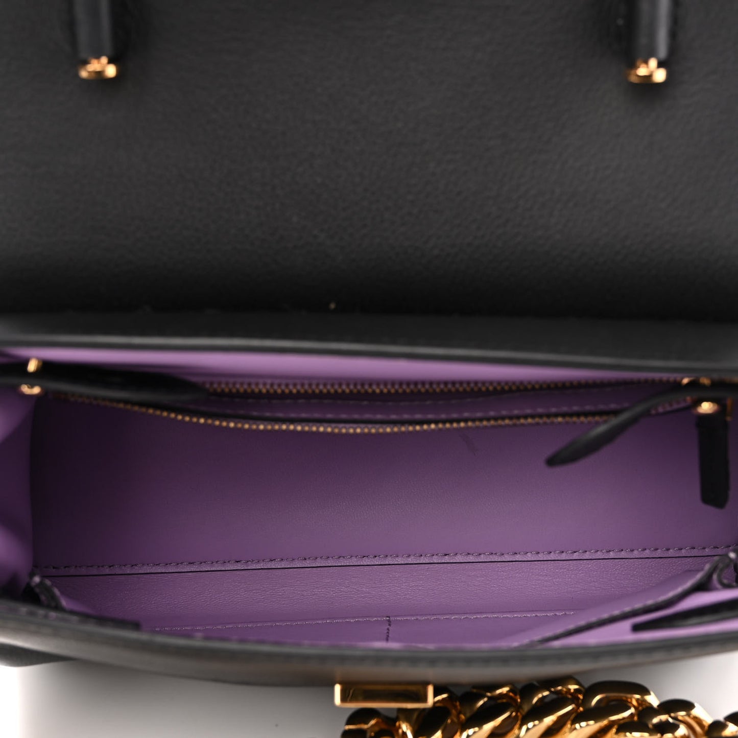 Calfskin Medium La Medusa Top Handle Handbag Black Lilac