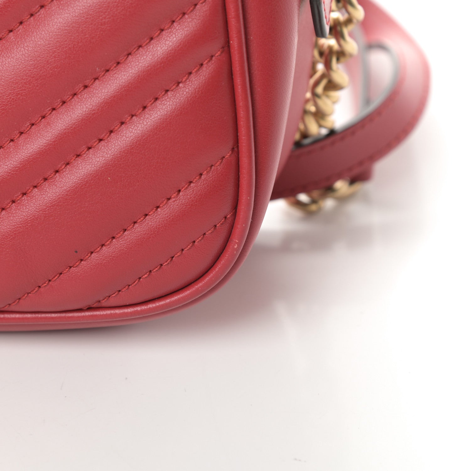 Gucci Calfskin Matelasse Small GG Marmont Chain Shoulder Bag Hibiscus Red 13 of 15