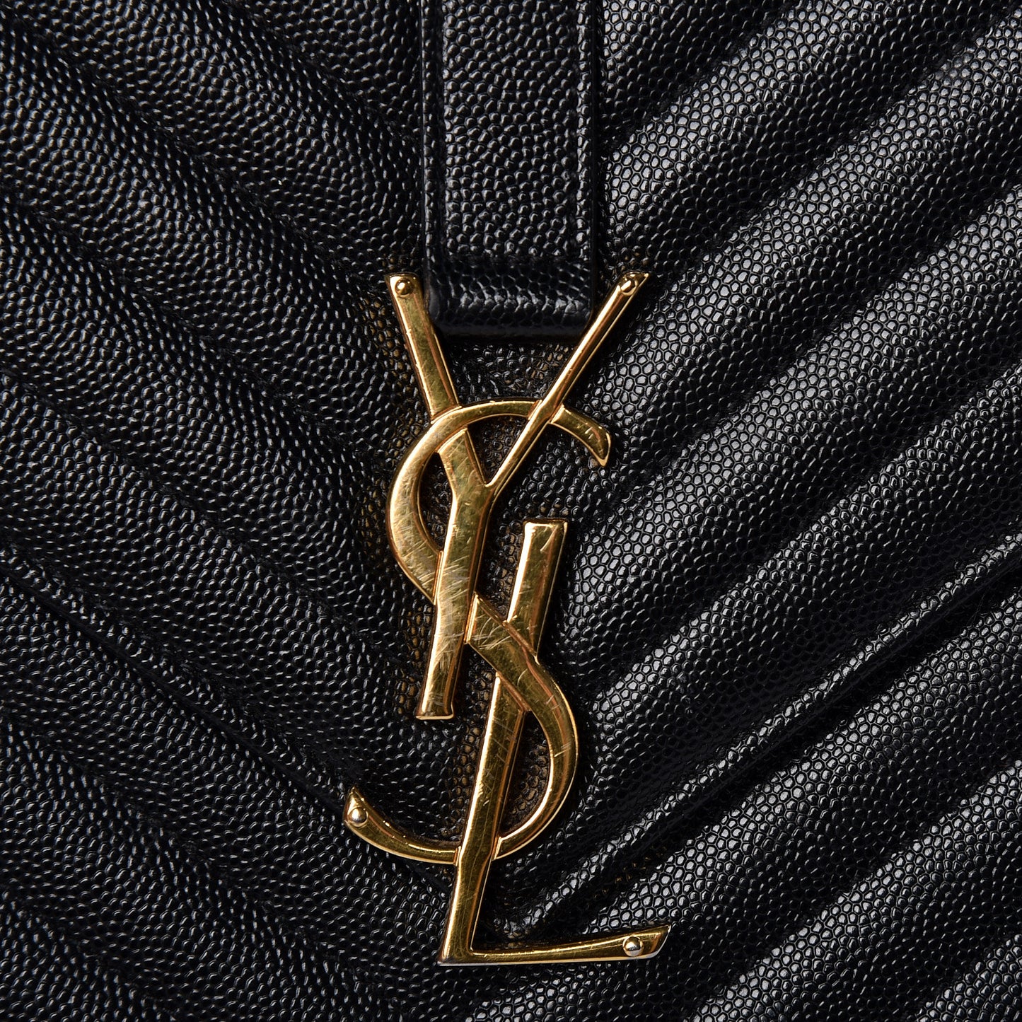 Grain De Poudre Matelasse Chevron Large Monogram Satchel Black