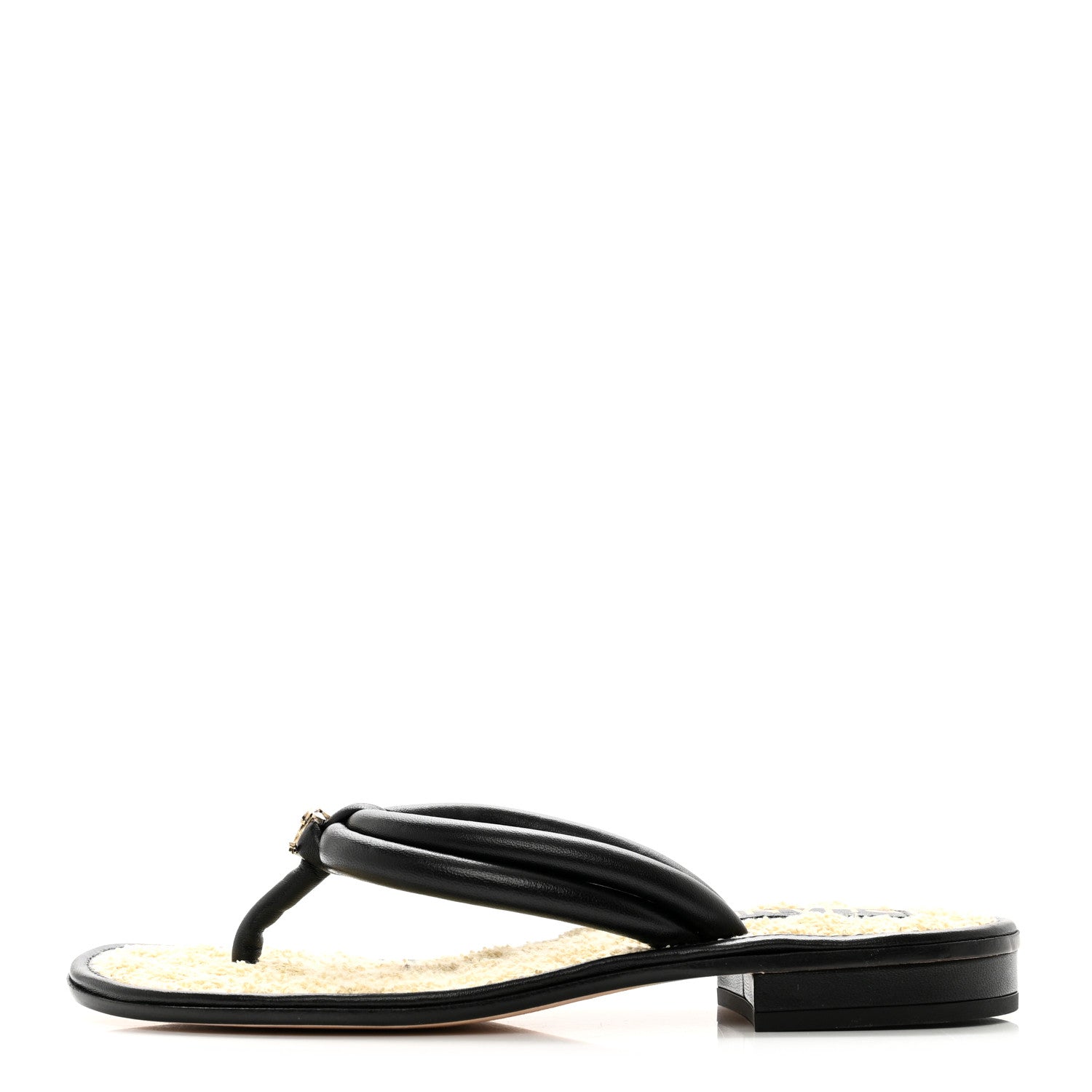 Chanel Lambskin CC Thong Sandals 36 Black 1 of 8