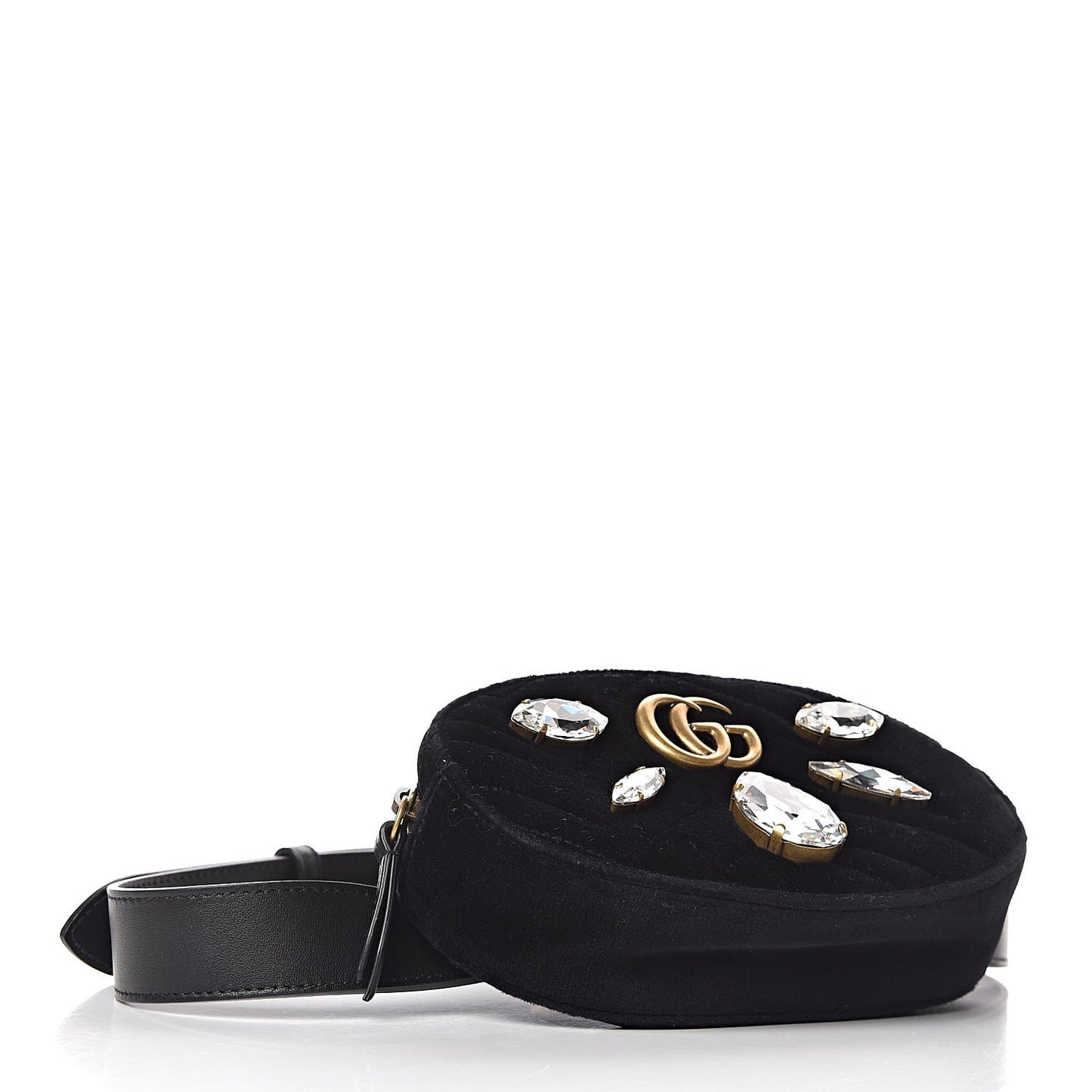 Velvet Matelasse Marquise Crystals GG Marmont Belt Bag 75 30 Black