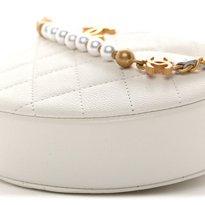 Chanel Caviar Quilted Pearl Chain Pouch Hobo White 10 of 10