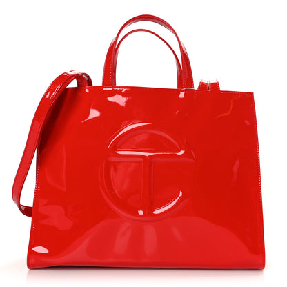 Telfar Patent Vegan Leather Medium Shopping Bag Red 1 of 7