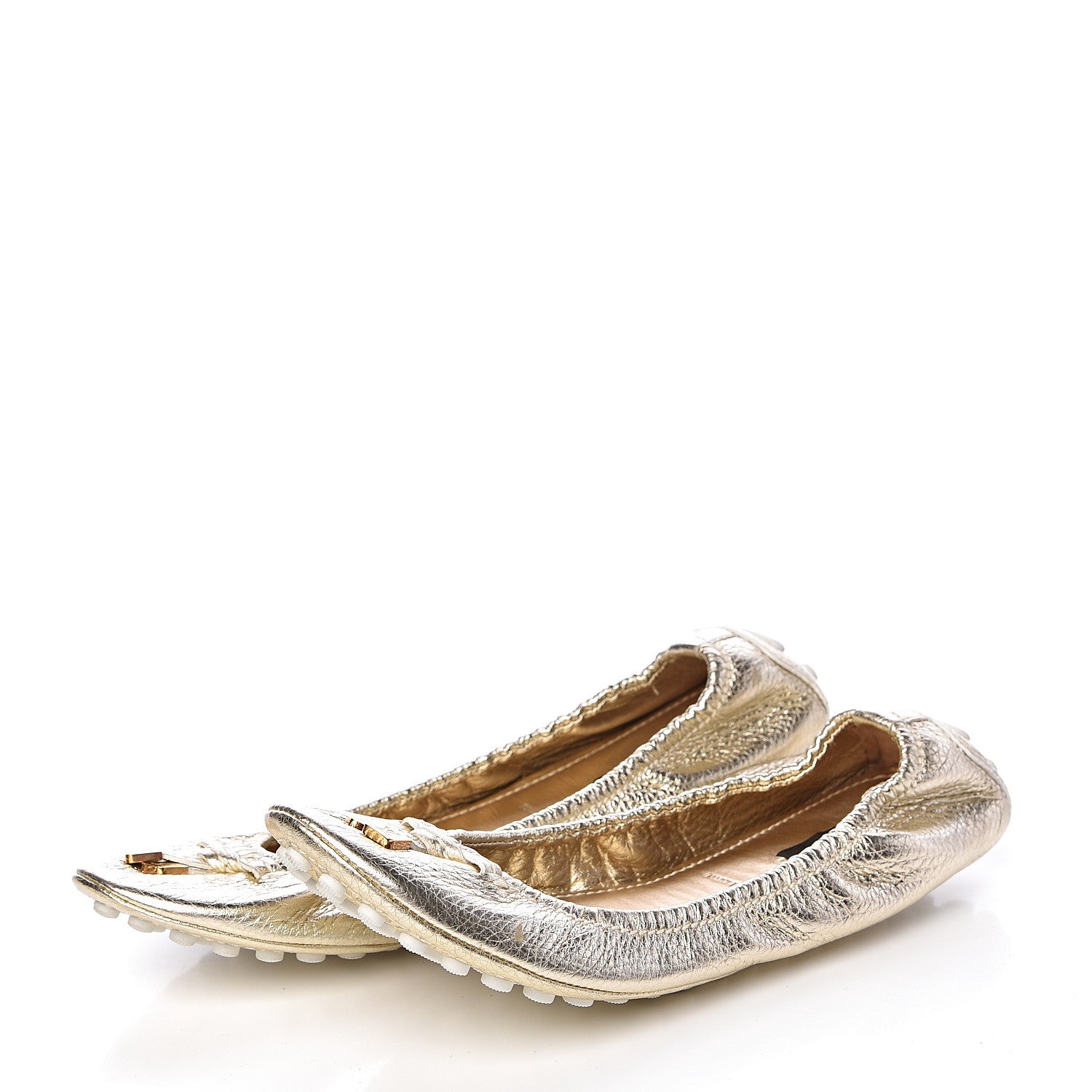 Louis Vuitton Metallic Calfskin Lemon Ballerina Flats 40 Gold 3 of 9