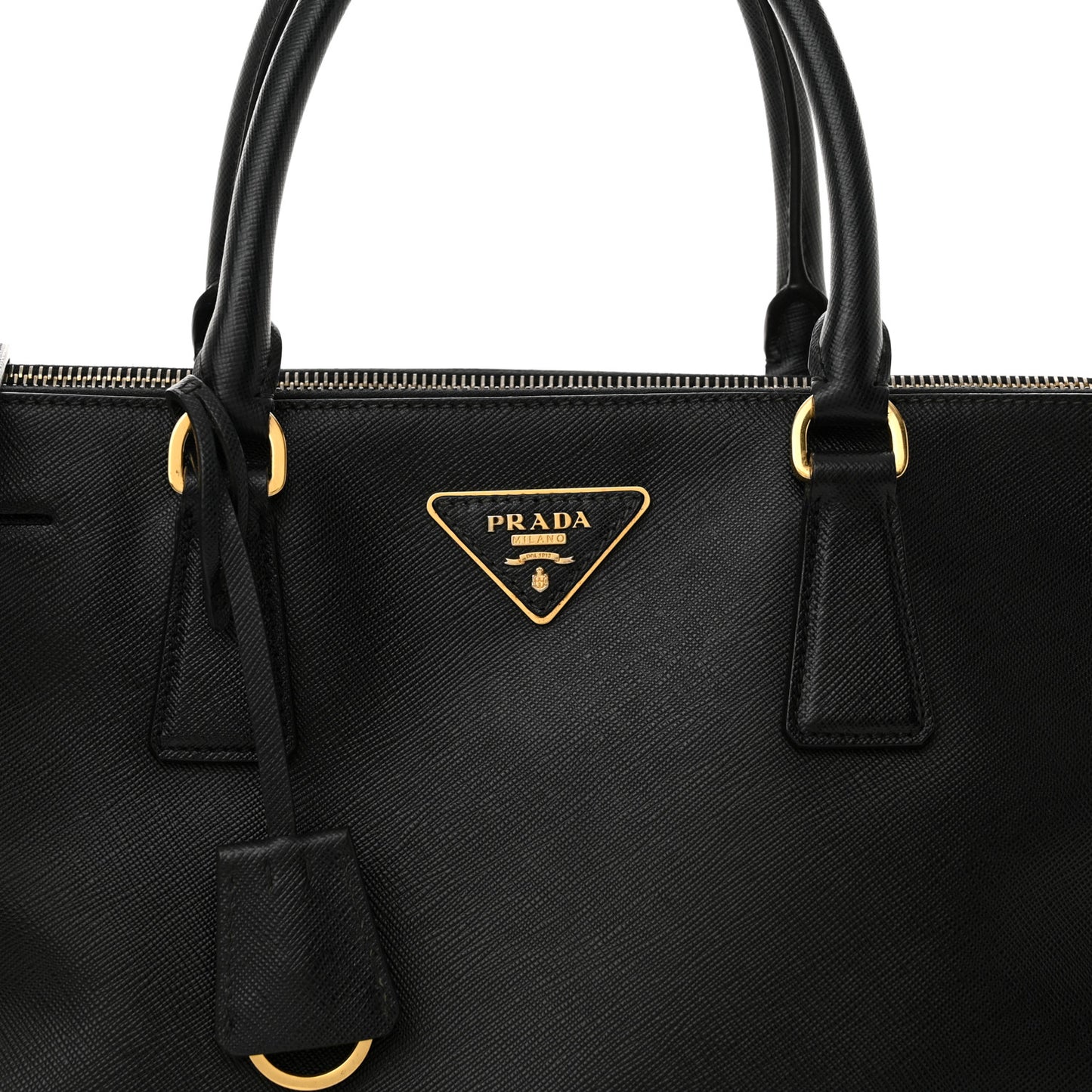 Saffiano Lux Medium Galleria Double Zip Tote Black
