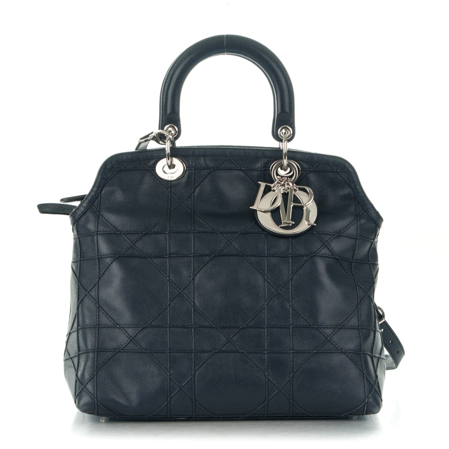 Christian Dior Lambskin Cannage Medium Granville Tote Navy Blue 1 of 12