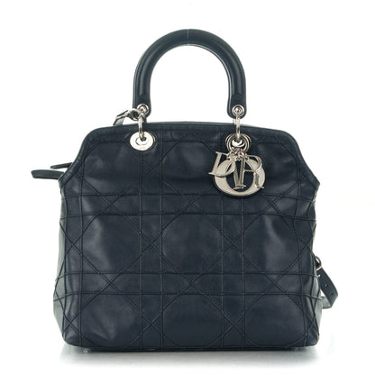 Christian Dior Lambskin Cannage Medium Granville Tote Navy Blue 1 of 12