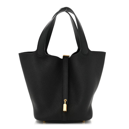 Hermes Taurillon Clemence Picotin Lock 22 MM Black 1 of 11