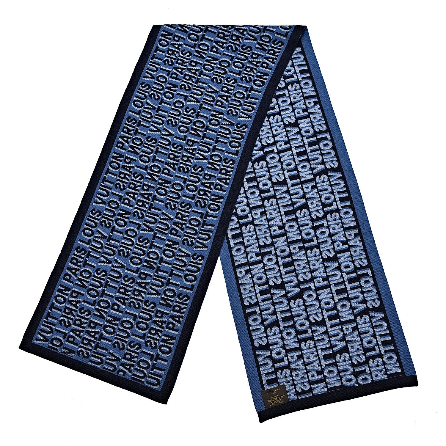 Louis Vuitton Wool Logo Scarf Blue 3 of 4