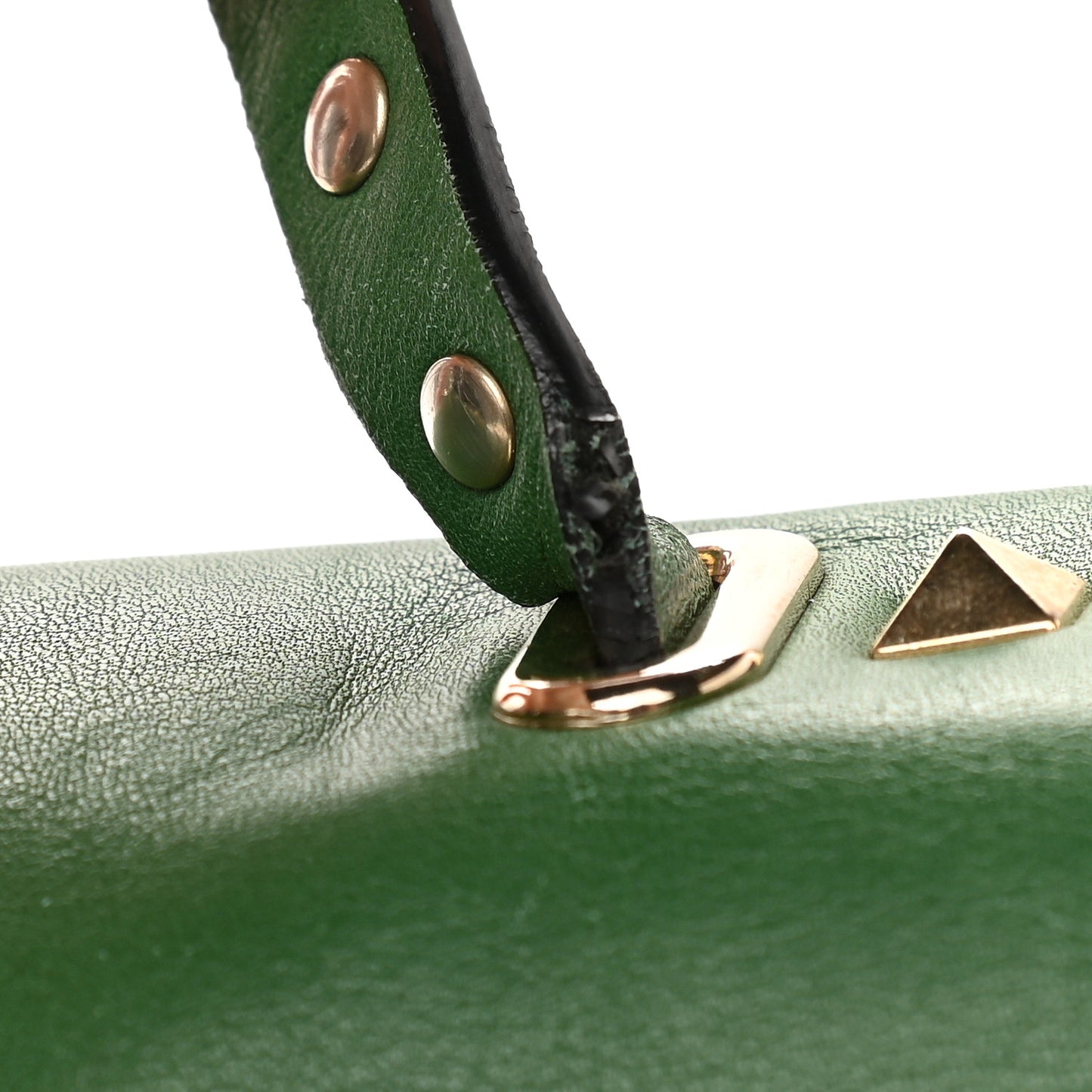 Vitello Rockstud Single Handle Flap Tote Pop Green