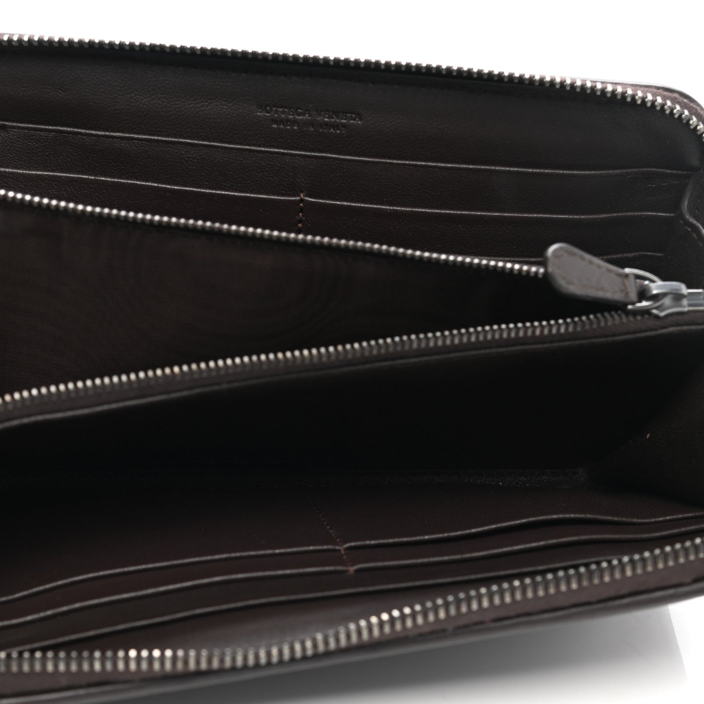 Goatskin Intrecciato Zip Around Wallet Brown
