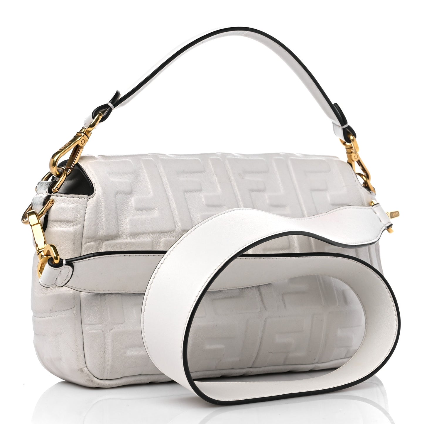 Nappa FF 1974 Embossed Baguette White