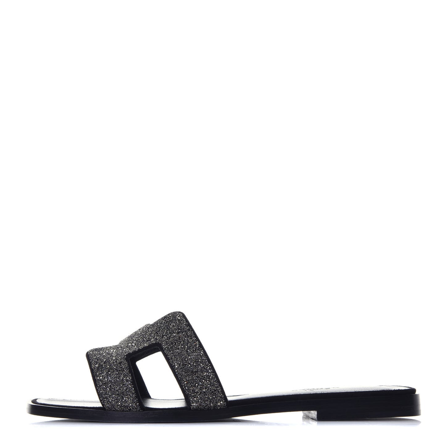 Suede Goatskin Crystal Powder Oran Sandals 37 Black