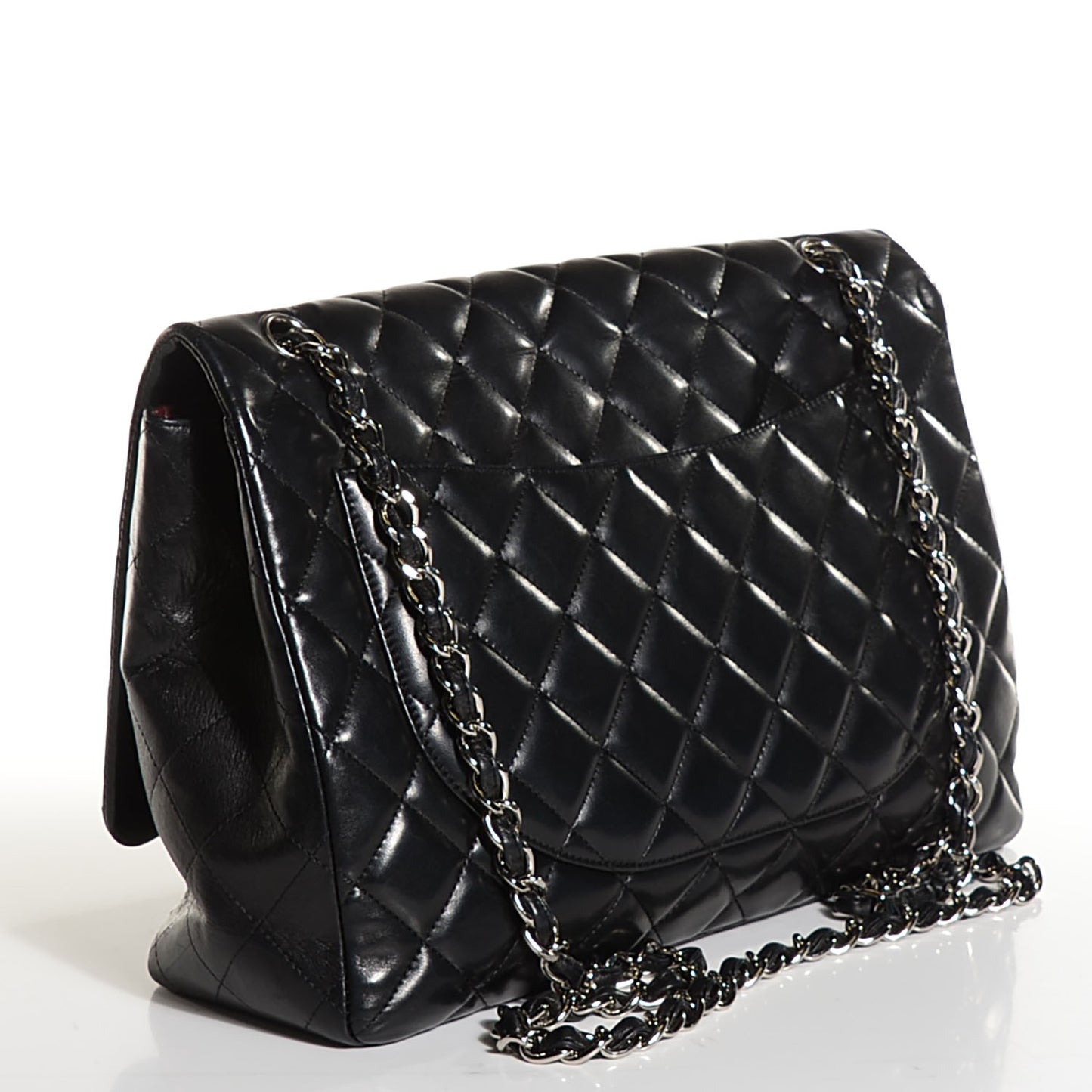 Lambskin Quilted Maxi Single Flap Black