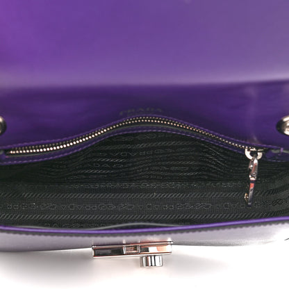 Prada Saffiano Vernice Sound Flap Chain Crossbody Bag Viola 4 of 11
