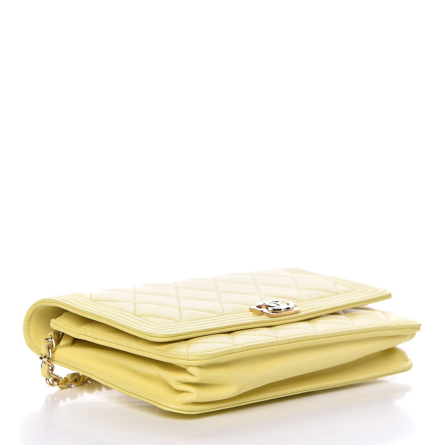 Lambskin Quilted Boy Wallet On Chain WOC Yellow