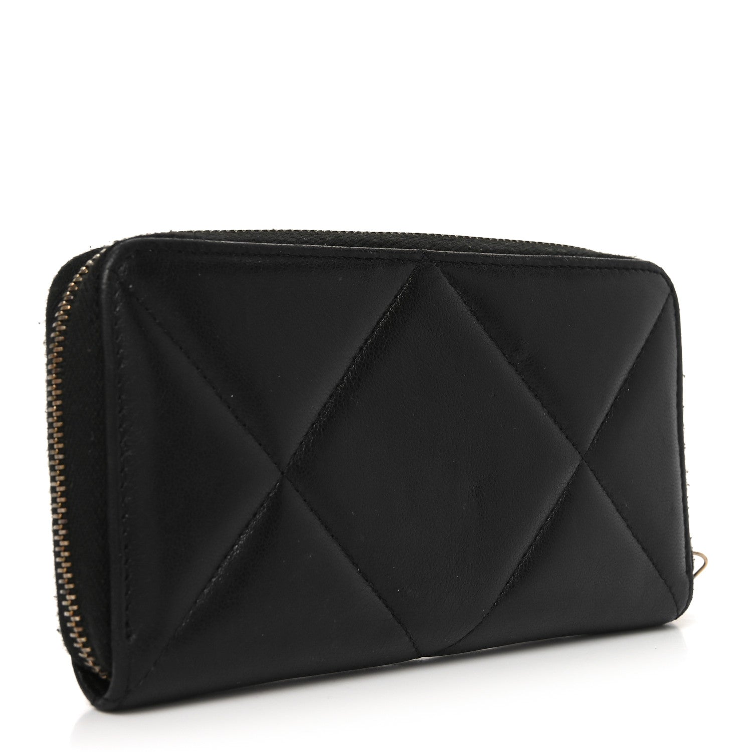 Chanel Goatskin Quilted Medium Chanel 19 Zipped Wallet Black 3 of 8